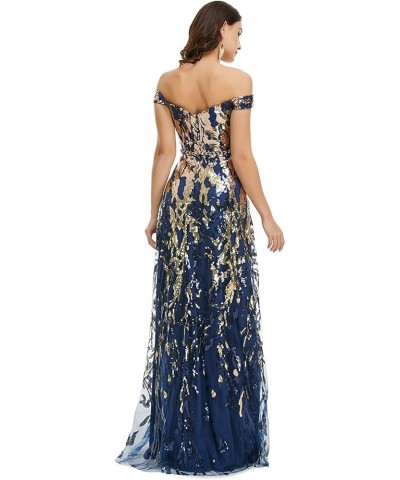 Sexy Prom Dress Colorful Sequin Off Shoulder Sweetheart Long Formal Dress Evening Dress Formal Graduation Gown Navy $40.00 Dr...