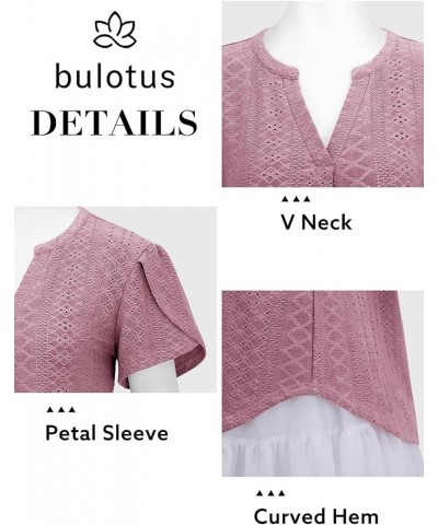 Women Summer Casual Short Sleeve T-Shirts V Neck Tops Short Sleeve Loose Fit Tunic Blouses T-pink $11.76 Tops