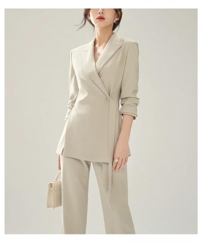 Women's Two Piece Long Sleeve Suits One Button Blazer and Work Pant Elegant Suit for Women Brown $38.68 Suits