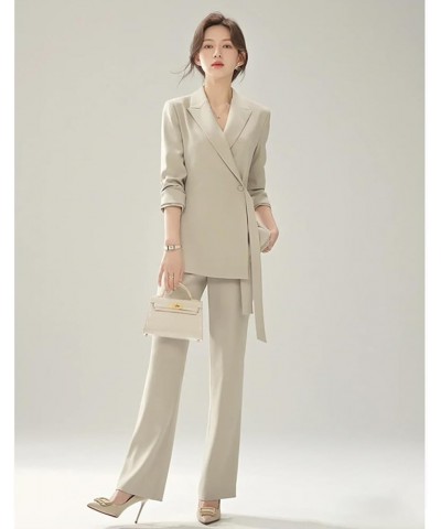 Women's Two Piece Long Sleeve Suits One Button Blazer and Work Pant Elegant Suit for Women Brown $38.68 Suits