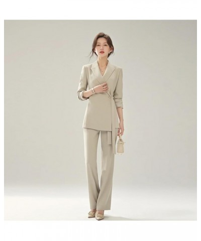 Women's Two Piece Long Sleeve Suits One Button Blazer and Work Pant Elegant Suit for Women Brown $38.68 Suits