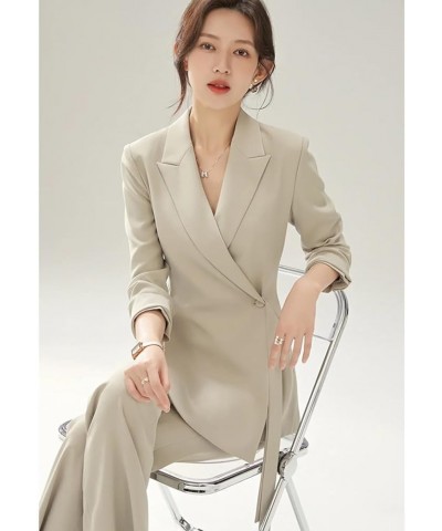 Women's Two Piece Long Sleeve Suits One Button Blazer and Work Pant Elegant Suit for Women Brown $38.68 Suits