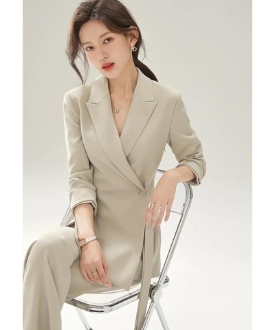 Women's Two Piece Long Sleeve Suits One Button Blazer and Work Pant Elegant Suit for Women Brown $38.68 Suits