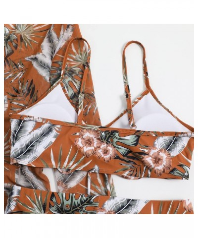 Womens Bathing Suit 3 Piece Swimsuit Drawstring Bikini Set Long Sleeve Beach Cover Up Boho Boy Shorts Swimwear Set A-019 $17....