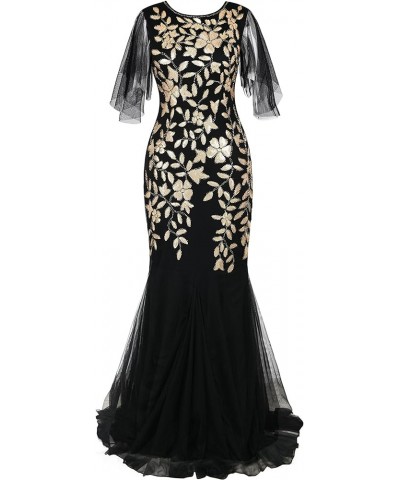 Women's Evening Dress 1920s Sequin Mermaid Hem Maxi Long Formal Ball Gown Matte Gold $34.00 Dresses