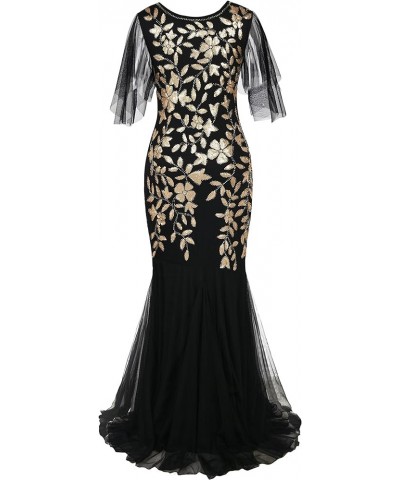 Women's Evening Dress 1920s Sequin Mermaid Hem Maxi Long Formal Ball Gown Matte Gold $34.00 Dresses