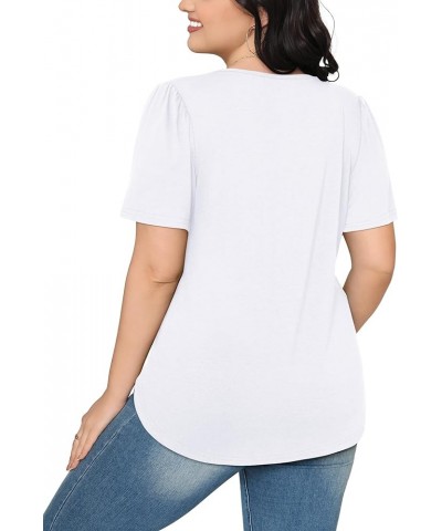 Womens T Shirts Short Sleeve Pleated Dressy Casual Scooped Neck Summer Tops Blouses 03-white $15.65 T-Shirts