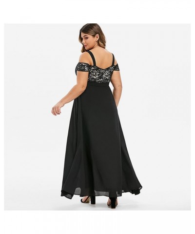 Womens Cold Shoulder Chiffon Maxi Dress Plus Size Formal Wedding Guest Homecoming Dresses Black $11.39 Activewear