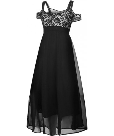 Womens Cold Shoulder Chiffon Maxi Dress Plus Size Formal Wedding Guest Homecoming Dresses Black $11.39 Activewear