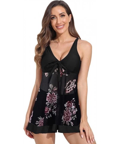 3 Piece Women's Swimsuit, Sexy Floral Printed Push Up Bikini Set with Kimono Cover Ups, High Waist Beach Wear Floral Black $9...