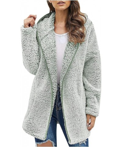 Womens Winter Coats Fleece Sherpa Jacket Fuzzy Lightweight Open Front Cardigan Comfy Hoodie Warm Clothes Outerwear B-green $9...