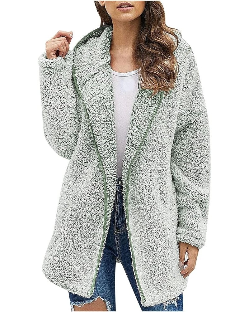 Womens Winter Coats Fleece Sherpa Jacket Fuzzy Lightweight Open Front Cardigan Comfy Hoodie Warm Clothes Outerwear B-green $9...