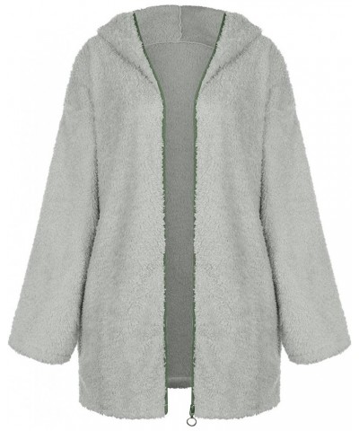 Womens Winter Coats Fleece Sherpa Jacket Fuzzy Lightweight Open Front Cardigan Comfy Hoodie Warm Clothes Outerwear B-green $9...