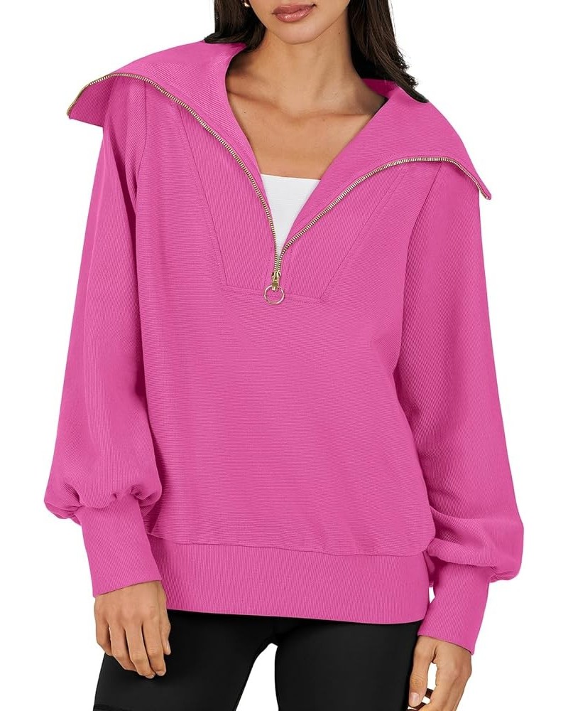 Womens 2023 Fall Fashion Oversized Quarter Zip Pullover Sweatshirts Hoodie for Teen Girls Trendy Y2K Clothes Rose $17.89 Hood...