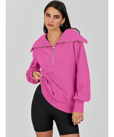 Womens 2023 Fall Fashion Oversized Quarter Zip Pullover Sweatshirts Hoodie for Teen Girls Trendy Y2K Clothes Rose $17.89 Hood...