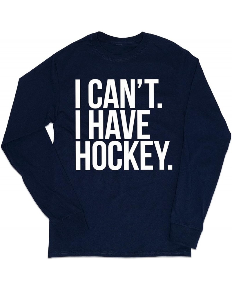 I Can't I Have Hockey | Long Sleeve Hockey Shirt | Youth and Adult Sizes Adult Navy $20.00 Tops