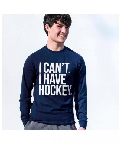 I Can't I Have Hockey | Long Sleeve Hockey Shirt | Youth and Adult Sizes Adult Navy $20.00 Tops