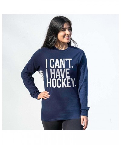 I Can't I Have Hockey | Long Sleeve Hockey Shirt | Youth and Adult Sizes Adult Navy $20.00 Tops