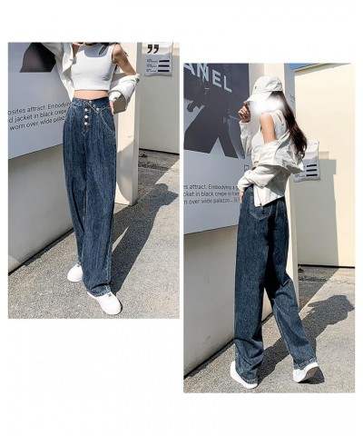 Womens Patchwork Jeans High Waisted Straight Leg Stretch Denim Pants Girls Fashion Color Block Patch Jeans V Blue $16.19 Jeans