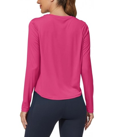 Women's UPF 50+ Long Sleeve UV Shirts Workout Crop Tops Running Gym Tops Athletic Lightweight Sun Shirts Hot Pink $12.74 Acti...