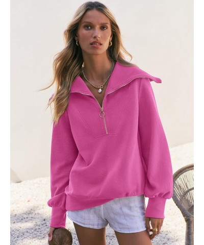 Womens 2023 Fall Fashion Oversized Quarter Zip Pullover Sweatshirts Hoodie for Teen Girls Trendy Y2K Clothes Rose $17.89 Hood...