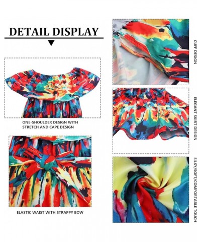 Women's Mexican Dress Summer Floral Print Off The Shoulder Sleeveless Beach Long Maxi Dress Colorful $15.90 Dresses