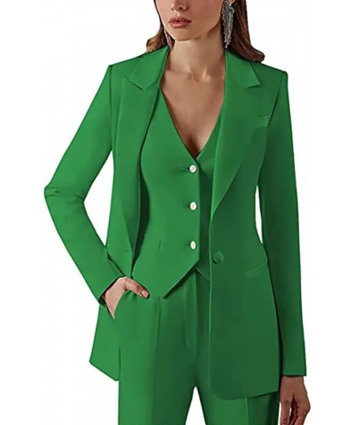 Women 3 Piece Suit Casual Solid One Button Pantsuits Dressy Office Suit Set for Work Business Suit for Wedding Elegant Green ...