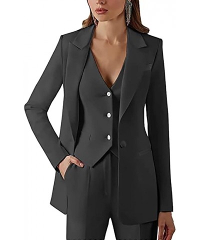 Women 3 Piece Suit Casual Solid One Button Pantsuits Dressy Office Suit Set for Work Business Suit for Wedding Elegant Green ...