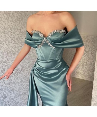 Off Shoulder Mermaid Prom Dresses for Women Sweetheart Satin Evening Gown Maxi Bodycon Party Dress Coral $43.99 Dresses