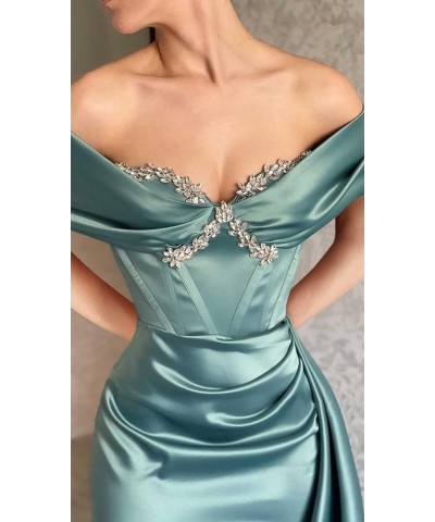 Off Shoulder Mermaid Prom Dresses for Women Sweetheart Satin Evening Gown Maxi Bodycon Party Dress Coral $43.99 Dresses