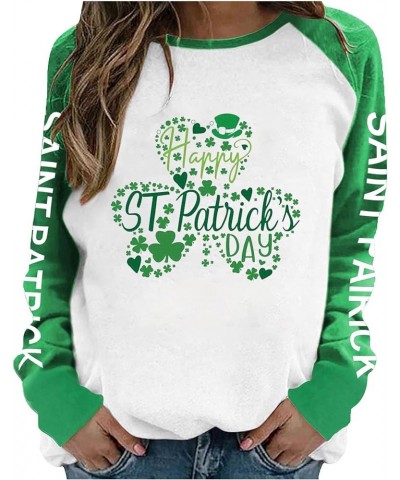 Women St. Patrick Day Sweatshirt Funny Letter Print Hoodies Long Sleeve Casual Shamrock Lucky Sweatshirts G22 Green $19.01 Ho...