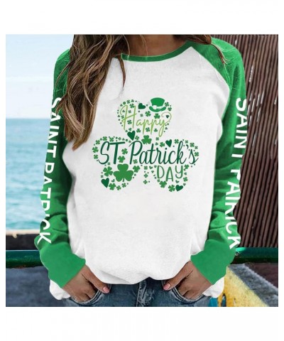 Women St. Patrick Day Sweatshirt Funny Letter Print Hoodies Long Sleeve Casual Shamrock Lucky Sweatshirts G22 Green $19.01 Ho...