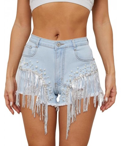 Women's High Waisted Denim Shorts Distressed Raw Edge Stretch Denim Jean Shorts N Blue $20.58 Shorts