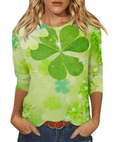 Going Out Tops for Women St Patricks Day Shirt Trendy 3/4 Length Sleeve Holiday T Shirts Ladies Tops and Blouses Casual 32-mi...