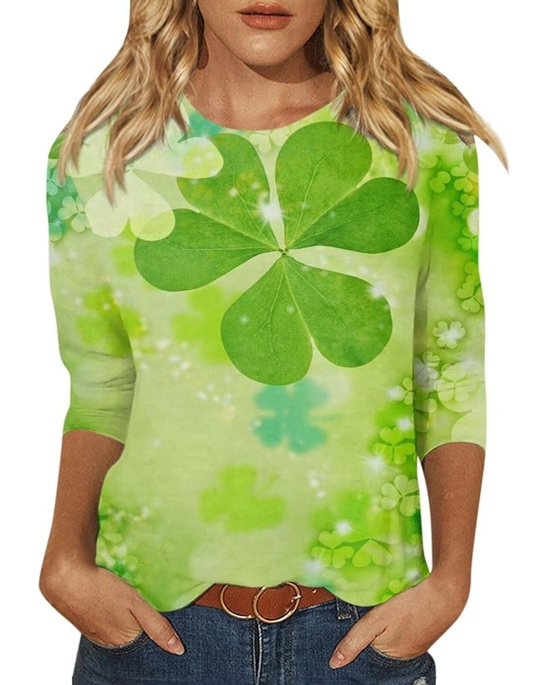 Going Out Tops for Women St Patricks Day Shirt Trendy 3/4 Length Sleeve Holiday T Shirts Ladies Tops and Blouses Casual 32-mi...