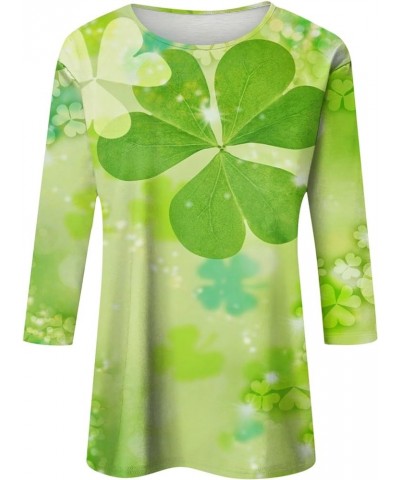 Going Out Tops for Women St Patricks Day Shirt Trendy 3/4 Length Sleeve Holiday T Shirts Ladies Tops and Blouses Casual 32-mi...