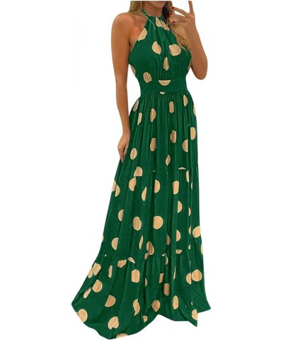 Women's Sun Dresses Halter Backless Maxi Dress Sexy Sleeveless Beach Dress Bohemian Dress Dresses for Summer Green $10.72 Dre...