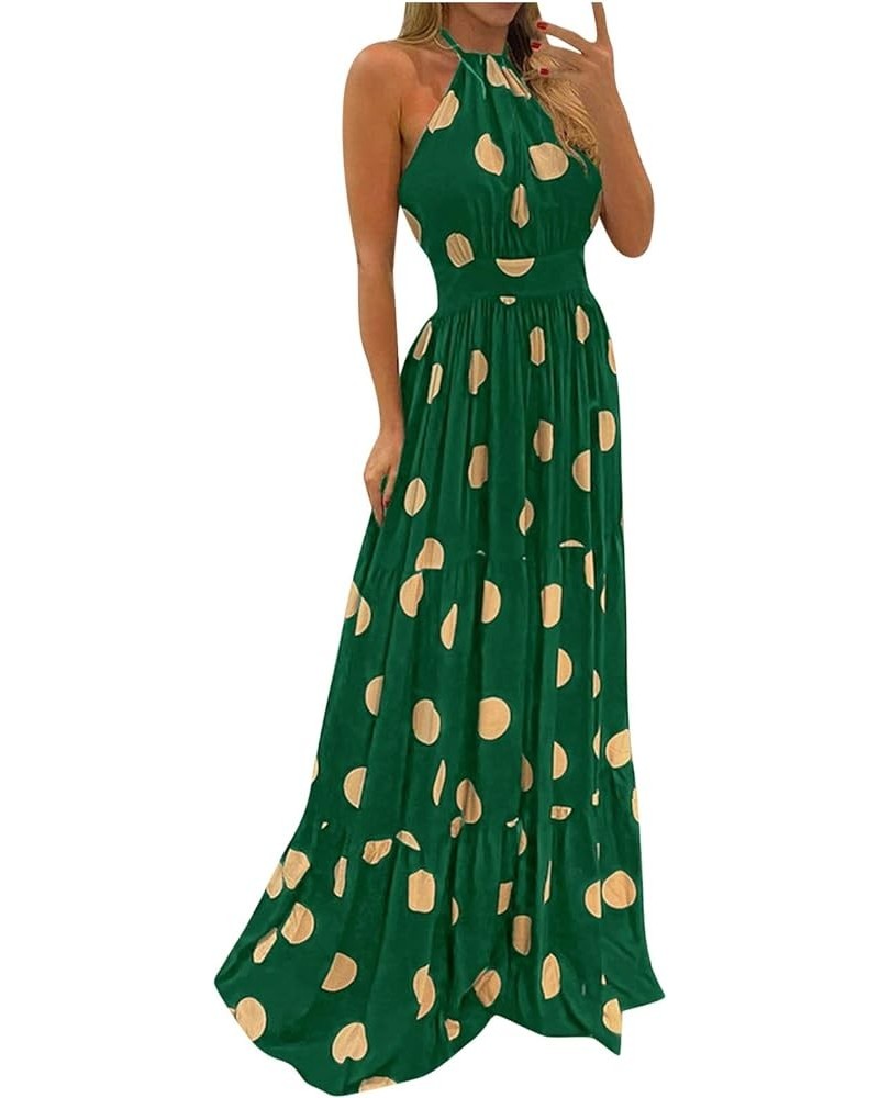 Women's Sun Dresses Halter Backless Maxi Dress Sexy Sleeveless Beach Dress Bohemian Dress Dresses for Summer Green $10.72 Dre...