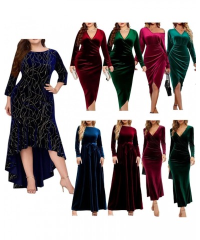 Winter Dresses for Women 2024 Formal,Women's Fashion Evening Party Sparkly Elegant Velvet Dresses 3-blue $16.58 Dresses