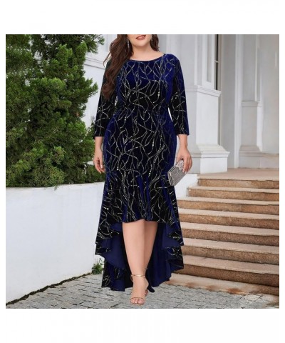 Winter Dresses for Women 2024 Formal,Women's Fashion Evening Party Sparkly Elegant Velvet Dresses 3-blue $16.58 Dresses