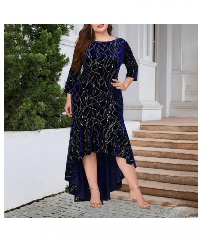 Winter Dresses for Women 2024 Formal,Women's Fashion Evening Party Sparkly Elegant Velvet Dresses 3-blue $16.58 Dresses