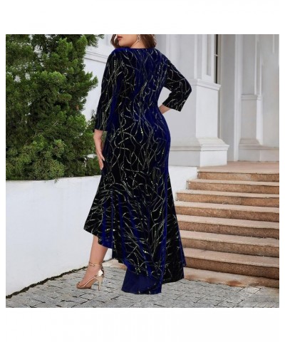 Winter Dresses for Women 2024 Formal,Women's Fashion Evening Party Sparkly Elegant Velvet Dresses 3-blue $16.58 Dresses