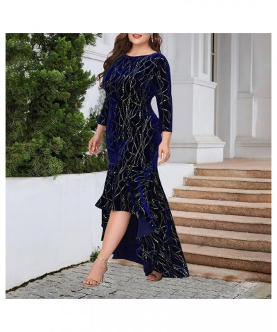 Winter Dresses for Women 2024 Formal,Women's Fashion Evening Party Sparkly Elegant Velvet Dresses 3-blue $16.58 Dresses