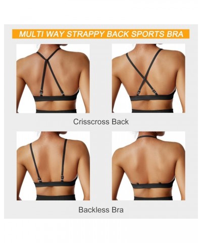 Women Workout Sports Bras Criss Cross Padded Support Yoga Bra Fitness Crop Tank Tops Ribbed Black-4 $11.79 Lingerie