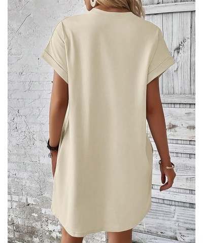 Womens Super Soft T Shirt Dress Short Sleeve Casual Summer Tunic Dresses Loose Baggy House Dress Solid Beige $15.65 Dresses