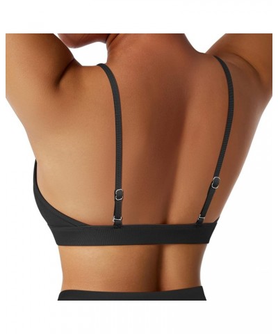 Women Workout Sports Bras Criss Cross Padded Support Yoga Bra Fitness Crop Tank Tops Ribbed Black-4 $11.79 Lingerie