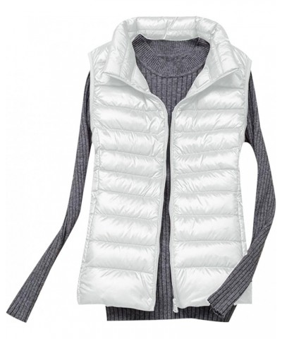 Vests for Girls Winter Warm Quilted Lightweight Puffer Jackets Packable Gilet Coat Zip Up Waistcoat Outwear No Hood White $10...