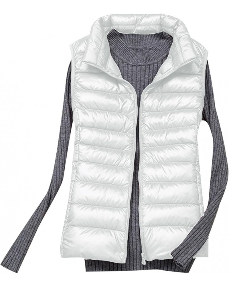 Vests for Girls Winter Warm Quilted Lightweight Puffer Jackets Packable Gilet Coat Zip Up Waistcoat Outwear No Hood White $10...