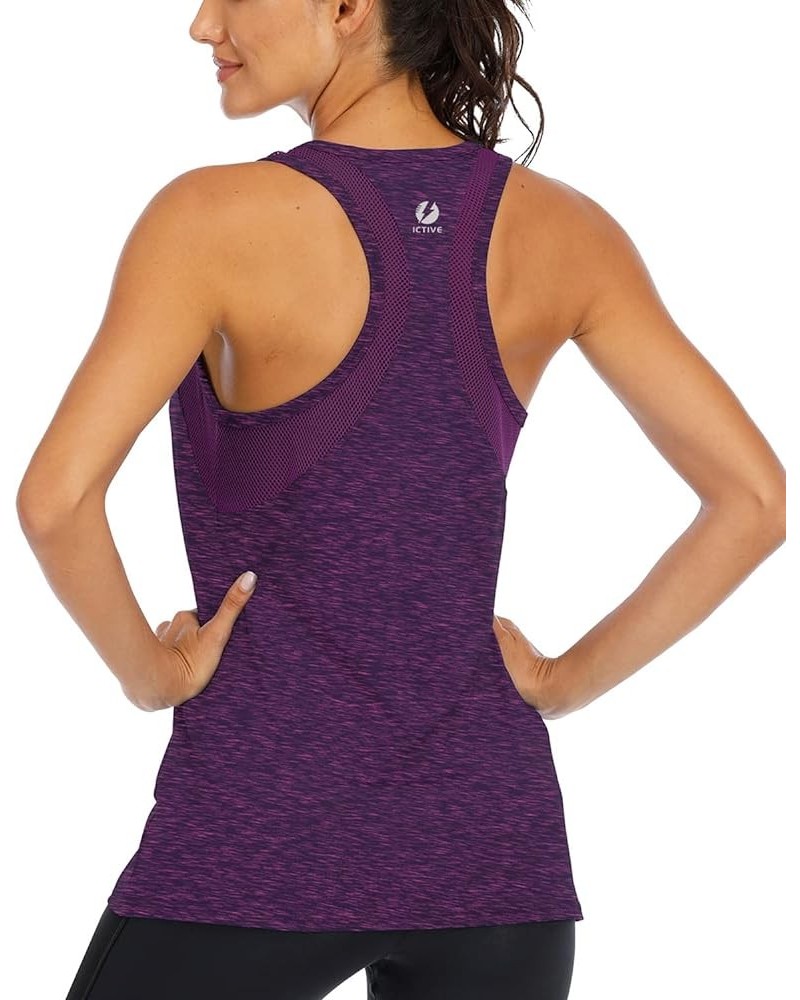 ICTIVE Workout Tank Tops for Women Loose fit Yoga Tops for Women Mesh Racerback Tank Tops Open Back Muscle Tank Dark Purple $...