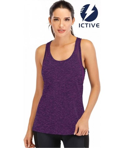 ICTIVE Workout Tank Tops for Women Loose fit Yoga Tops for Women Mesh Racerback Tank Tops Open Back Muscle Tank Dark Purple $...